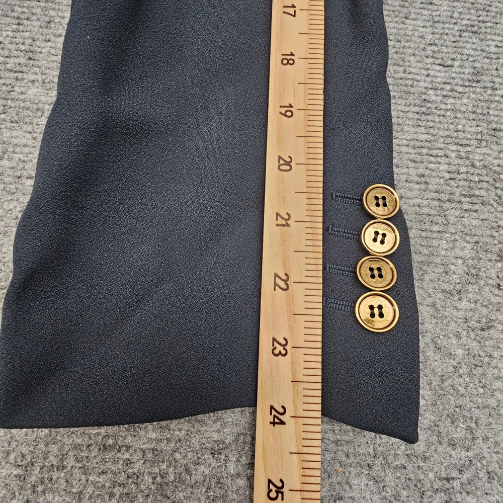 Michael Kors Blazer Womens Crepe Sable Cropped Boyfriend Midnight Gold Button 14 - Picture 6 of 8